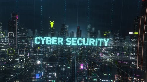 Digital Abstract Smart City Cyber Security Title