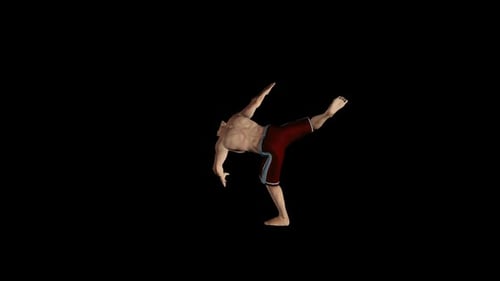 3D Male Character Performing Dynamic Martial Arts Moves