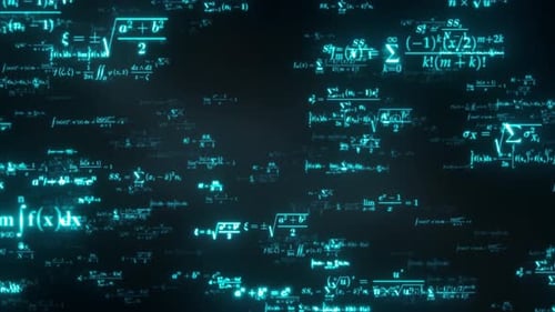 Futuristic Digital Math Formulas Flowing Background Animation