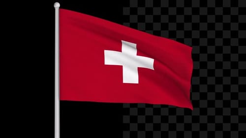 Swiss Flag Waving Seamlessly with Alpha Channel
