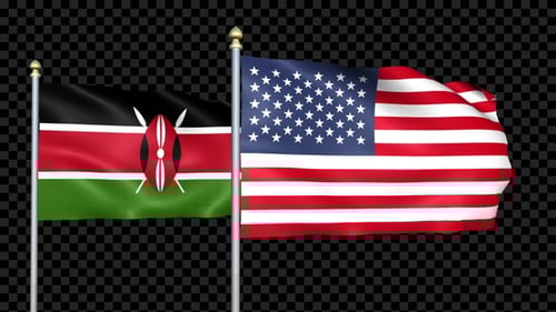 Waving Flags of Kenya and United States of America