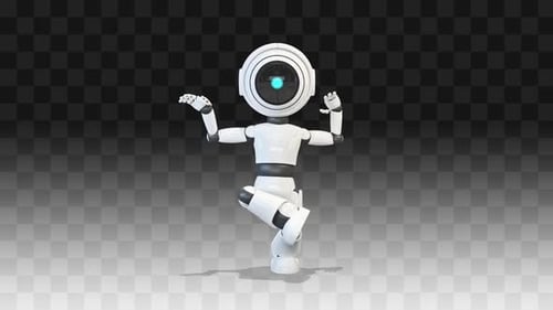 Modern 3D Robot Character Performing Dynamic Dance Animation