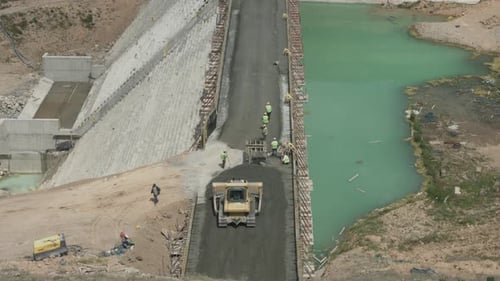 Dam road construction work