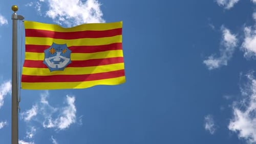 Animated Regional Flag Waving Against Blue Sky with Clouds