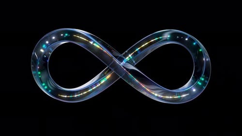 Glass Infinity Symbol with Neon in Loop Animation with Alpha Channel