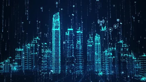 Mobile Internet Internet Of Things Holographic Smart Technology City Building Model Background