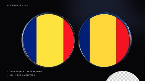 3D Metallic Spinning Romania Flag Emblem