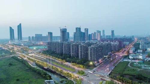 Time lapse of cityscape in nanjing city