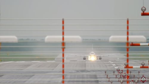 Airplane Departure at Rainy Weather