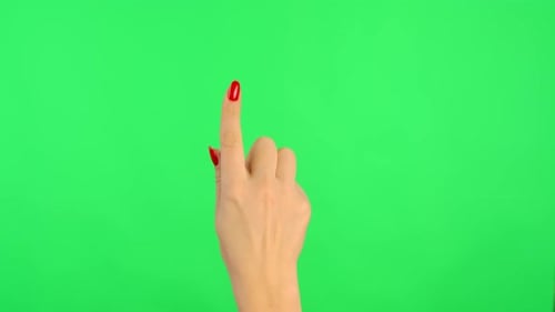 Hand Performs Touch Screen Gestures on Green Screen