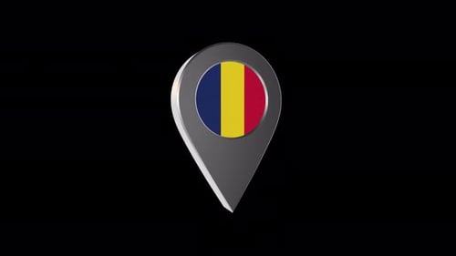 3D Spinning Location Pin with Chad Flag