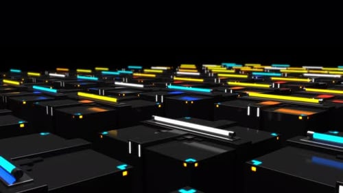 Abstract Sci-Fi Grid with Pulsating Neon Lights