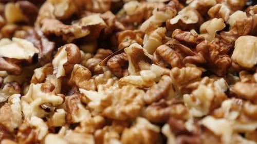Pile of Shelled Walnuts Close Up