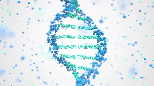 Rotierende DNA-Helix und Partikel