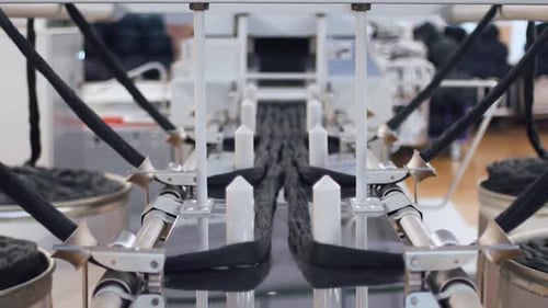 Spinning Factory, Production of Fabrics, Thread of Silk, Linen, and Synthetics, Automated Process on