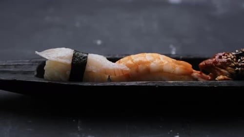 Delicious Sushi Plate Close Up Food Presentation