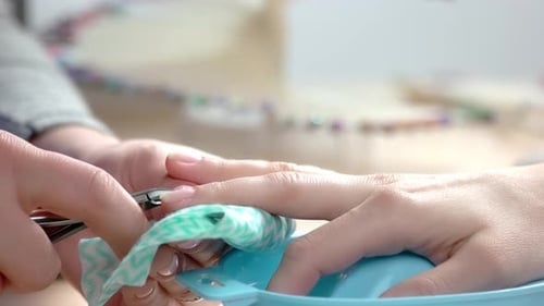 Nail Care in Progress, Trimming Cuticle Close Up