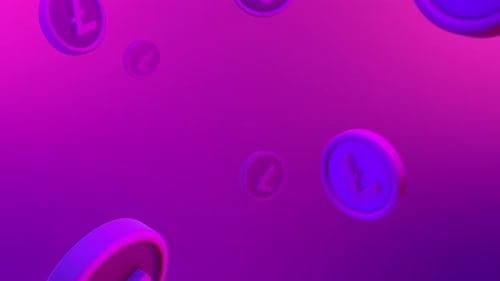 Litecoin Cryptocurrency Falling Coins Background Loop