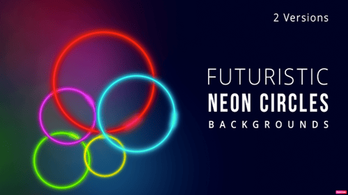Neon Glowing Circles Abstract Dynamic Motion Background Loop