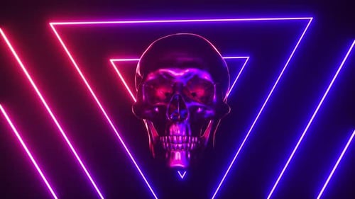 Glowing Neon Skull