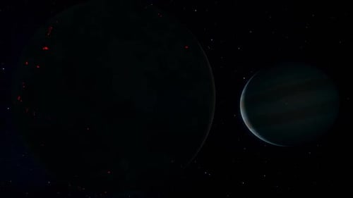 Weltraum-Hintergrund -Io und Jupiter