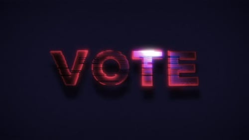 Animated Glitch Neon VOTE Text Title Reveal