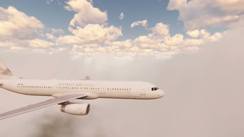 Passenger Jet Flying Above the Clouds