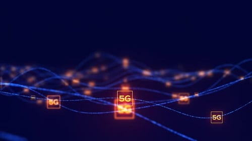Futuristic 5G Network Digital Data Flow Background