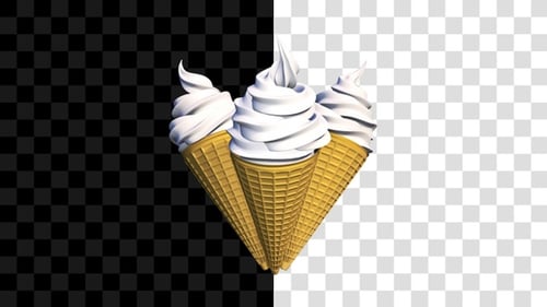 Soft Serve Ice Cream Cones 3D Animation Loop