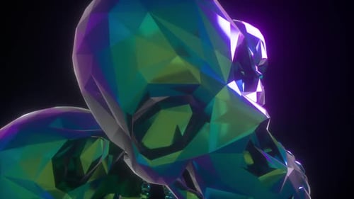 Neon Geometric Skull Rotation Loop Animation