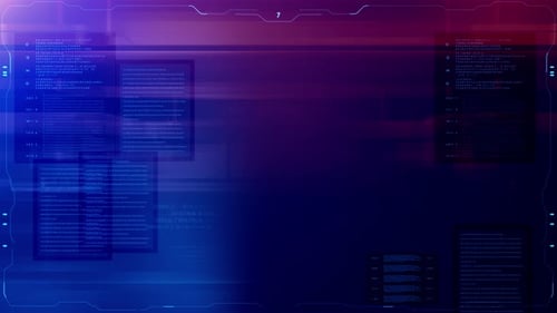 Futuristic HUD Interface Displaying Digital Data and Code