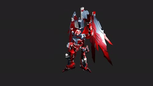 Futuristic Red Robot Character Rotation Animation