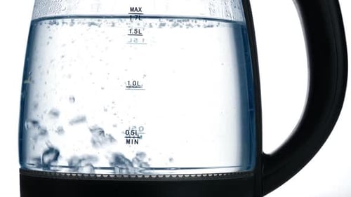 Water Boils Vigorously Inside Clear Electric Kettle