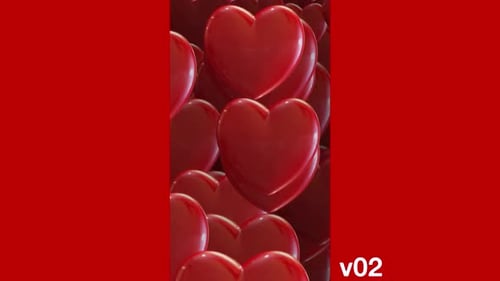 Glossy Red Hearts Vertical Video Transitions