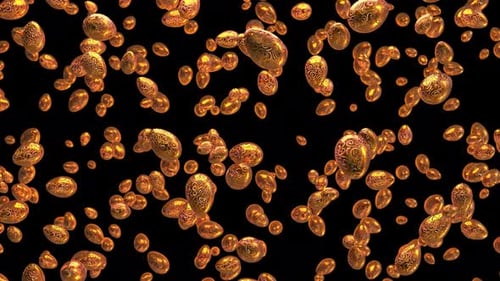 Abstract Golden Ornate Egg Shapes Floating Background