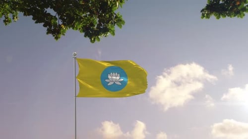Drapeau de Kalmoukie avec ville moderne
