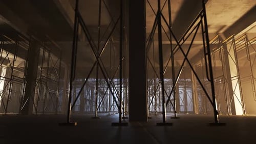 Sitio de construcción de edificios de hormigón armado. El suelo con andamios
.