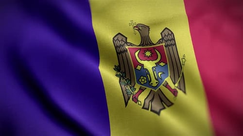 Moldova National Flag Realistic Fabric Waving Animation