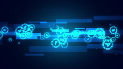 Glowing Social Media Icons Loop for Digital Tech Backgrounds