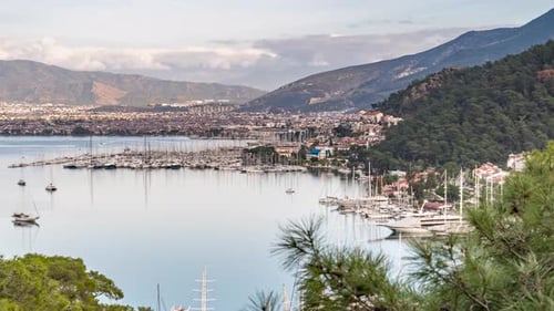 Fethiye harbor and marina landscape timelapse