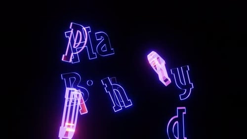Happy Birthday Neon 3D Text Reveal Animation