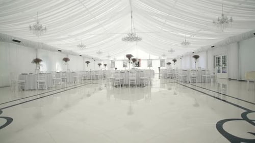 Elegant White Wedding Reception Venue Interior