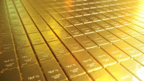Animated Display of Gold Bars for Financial Investment