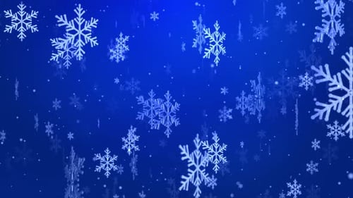 Elegant Falling Snowflakes on Blue Background Winter Animation