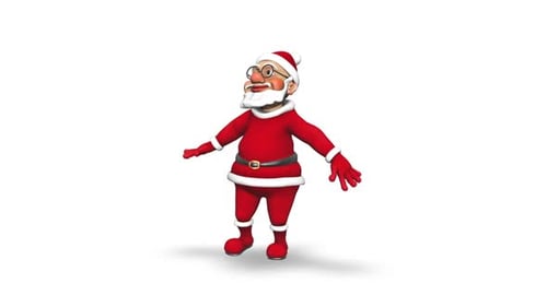 Cheerful 3D Cartoon Santa Claus Dancing on White Background