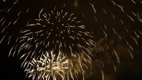 Explosive Fireworks Display at Night in the City