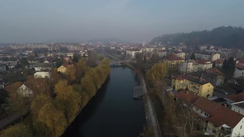 Aerial view of Ljubljanica River