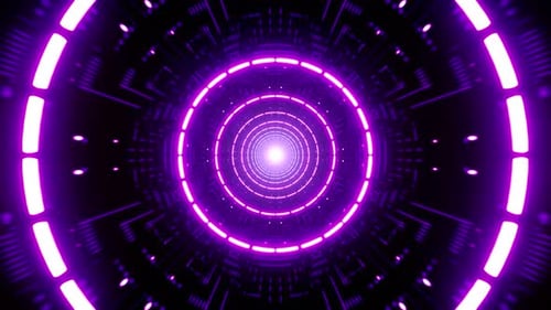 Flickering Dashed Circle Light in the Purple Art Tunnel