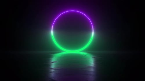 Circle green purple neon light