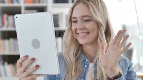 Videochat en línea con tablet